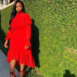 Y.A.S Tall Gaho Tiered Ruffle Maxi Dress with pussybow collar